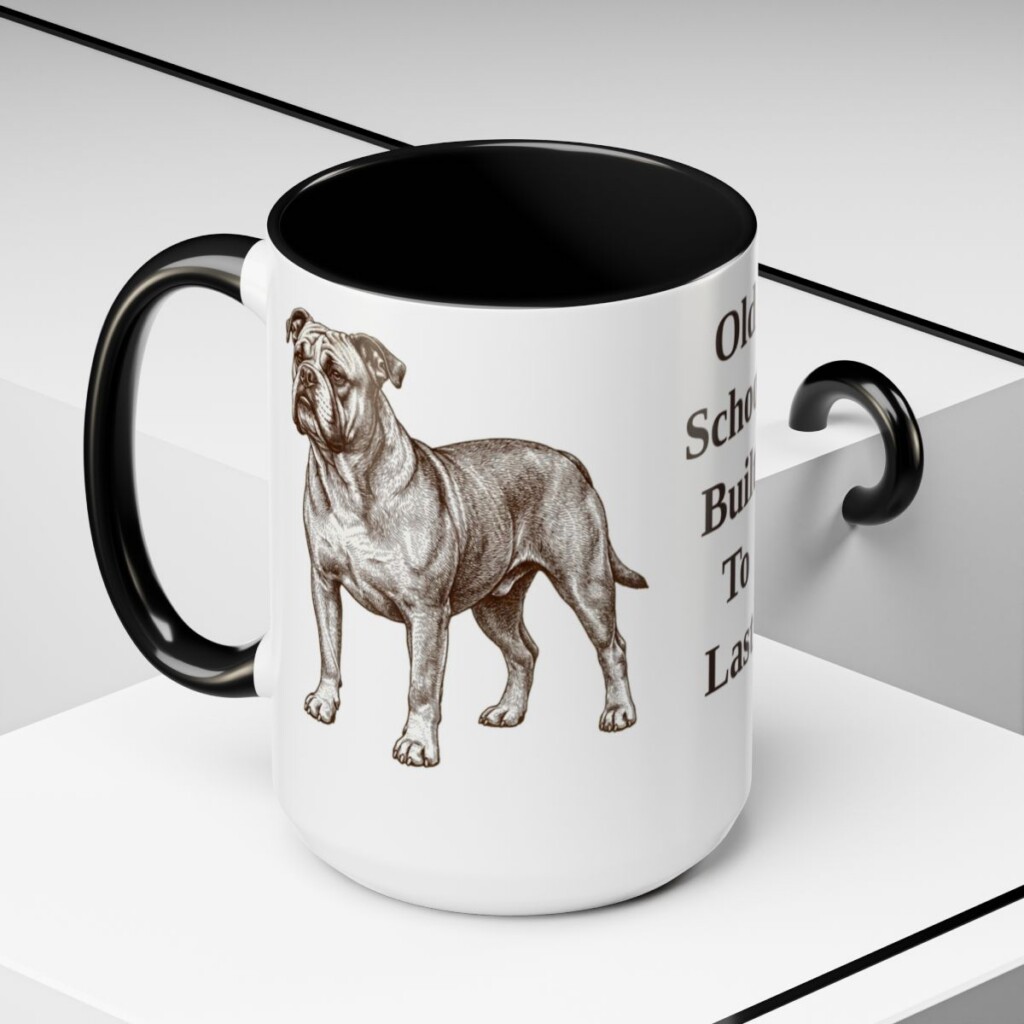 15oz Funny Olde English Bulldogge Mug, Black, lifestyle photo