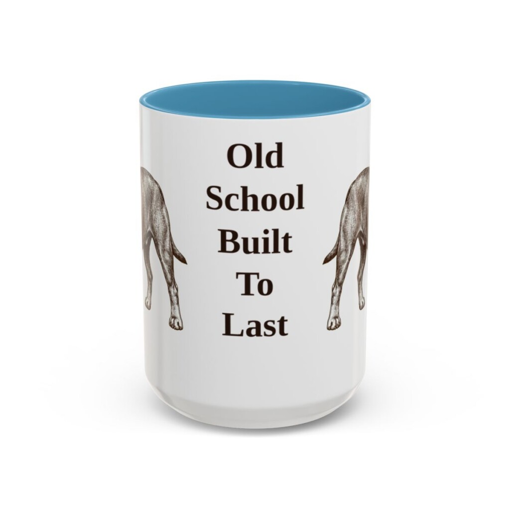 15oz Funny Olde English Bulldogge Mug, Light Blue, front view