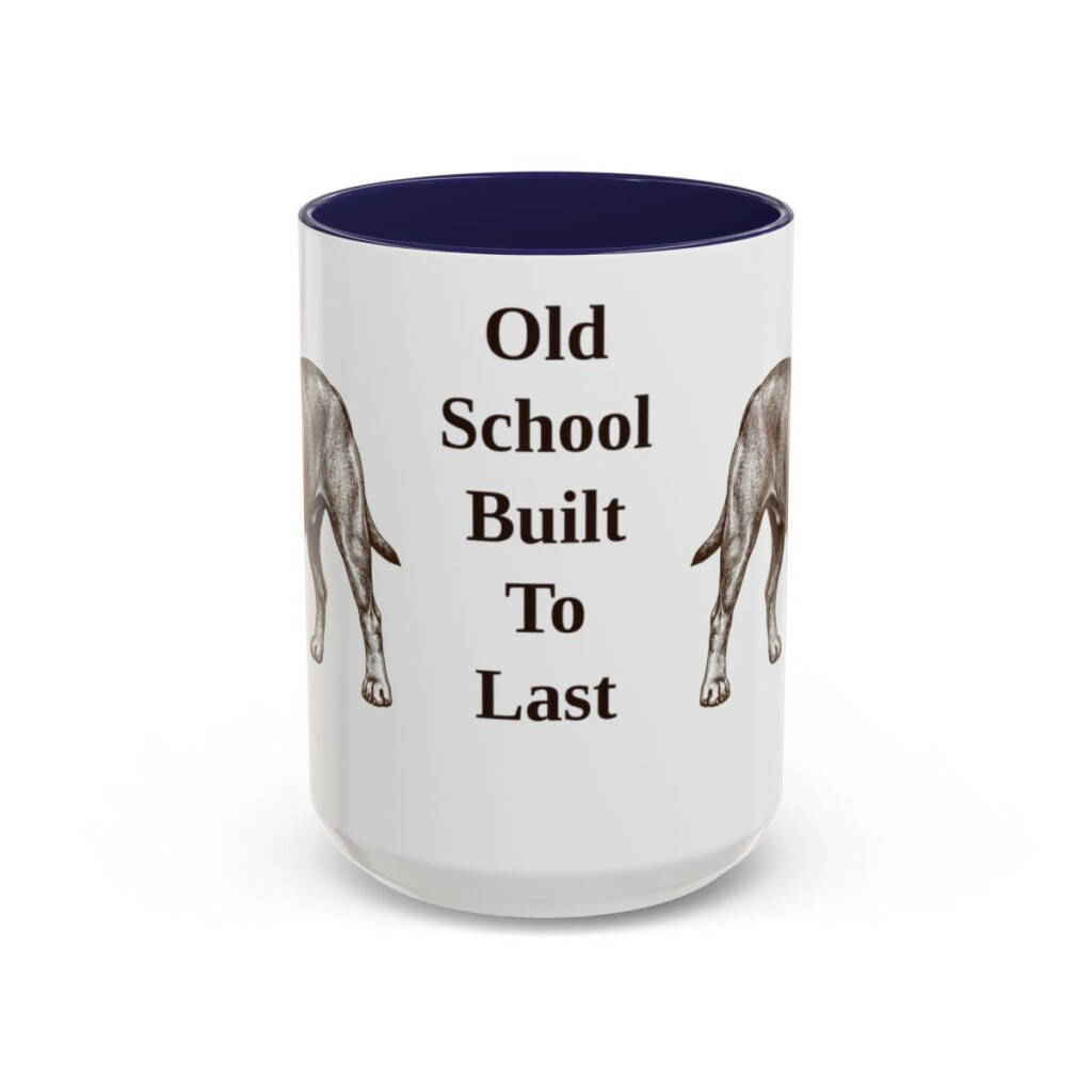 15oz Funny Olde English Bulldogge Mug, Navy, front view