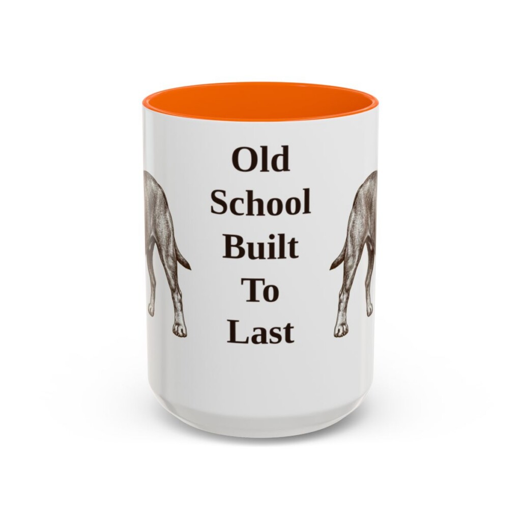 15oz Funny Olde English Bulldogge Mug, Orange, front view
