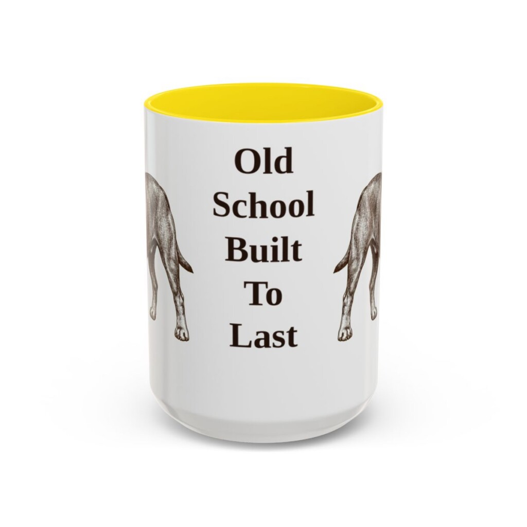 15oz Funny Olde English Bulldogge Mug, Yellow, front view