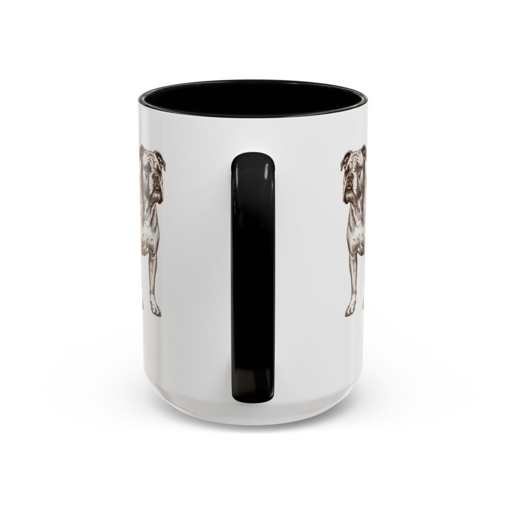 15oz Olde English Bulldogge Latin Mug, Black, back view
