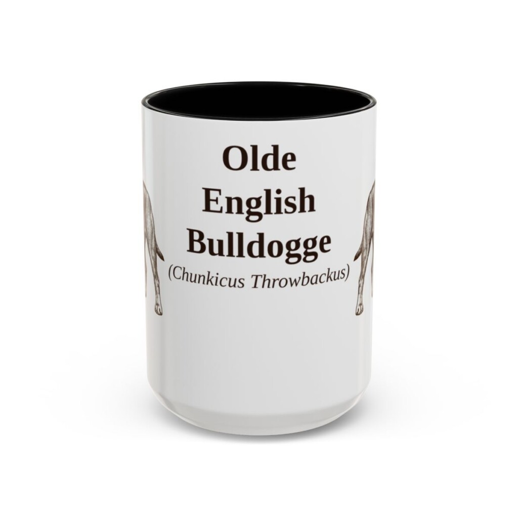 15oz Olde English Bulldogge Latin Mug, Black, front view