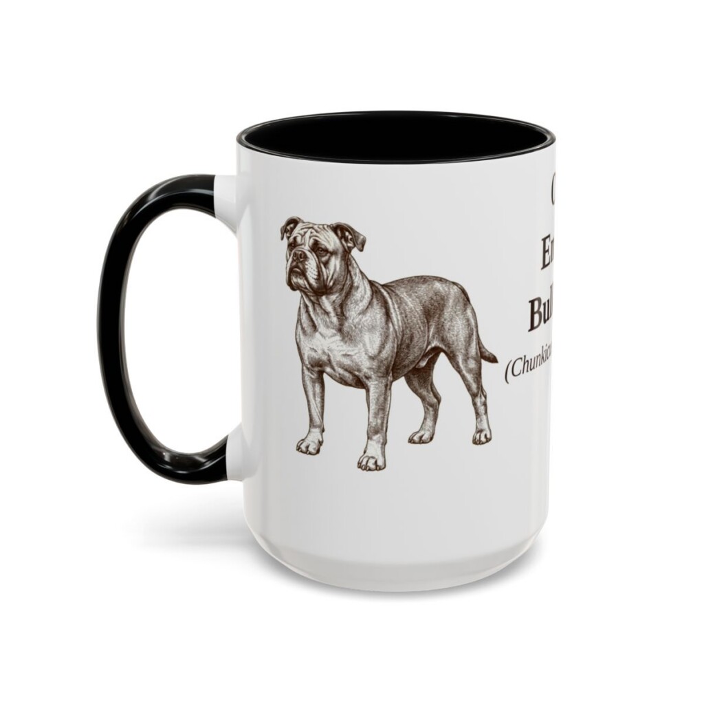 15oz Olde English Bulldogge Latin Mug, Black, left side view