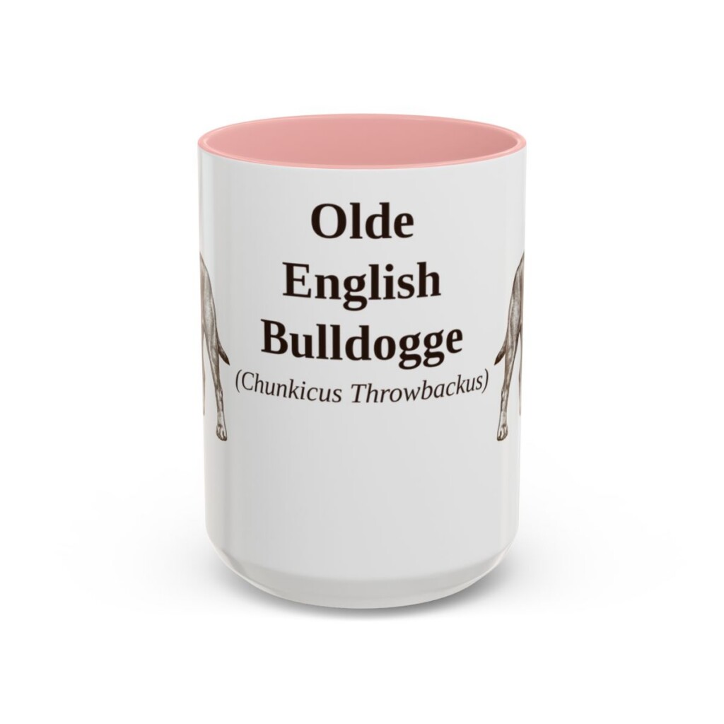 15oz Olde English Bulldogge Latin Mug, Pink, front view
