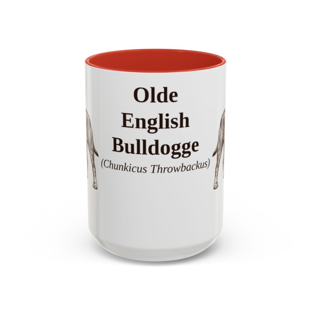 15oz Olde English Bulldogge Latin Mug, Red, front view