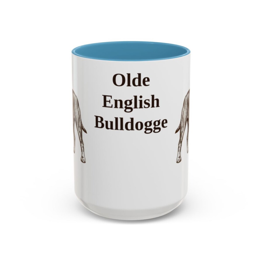 15oz Olde English Bulldogge Mug, Light Blue, front view