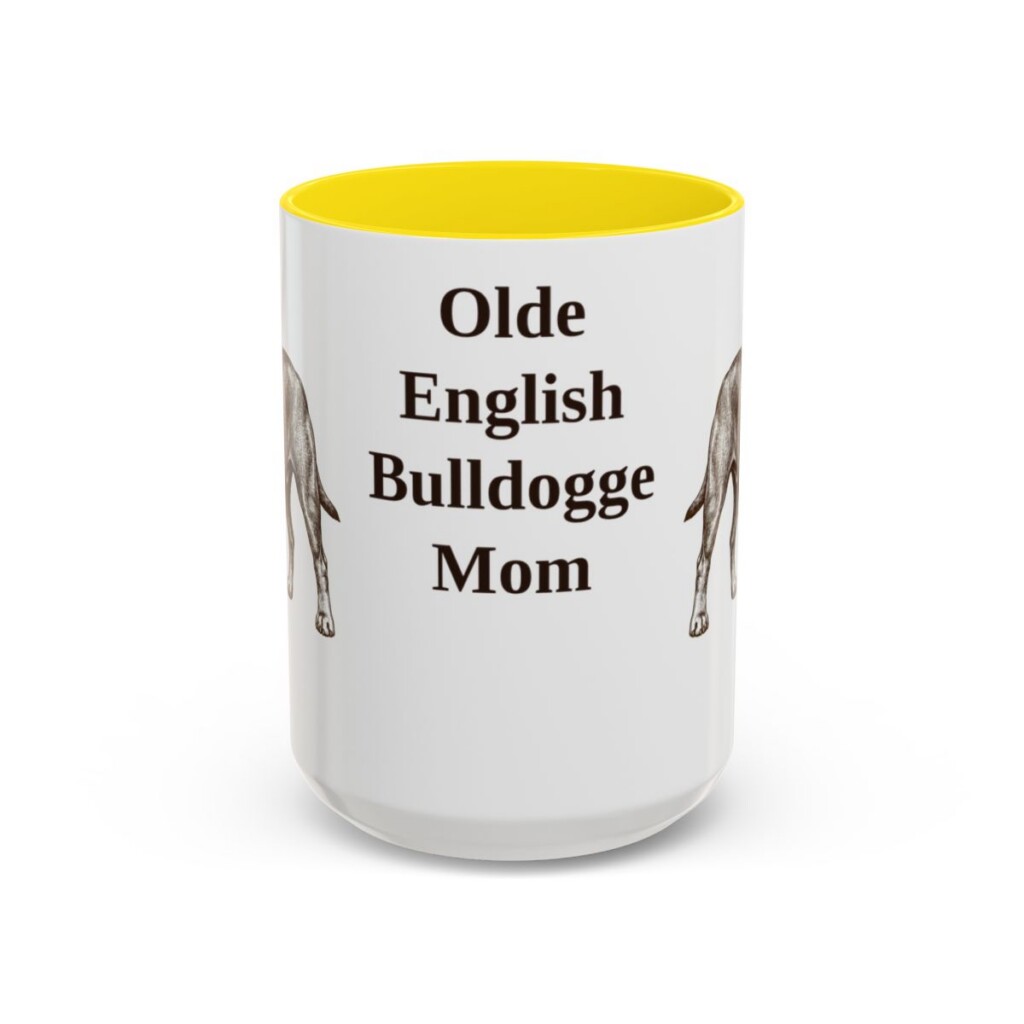15oz-olde-english-bulldogge-mug-mom-yellow 15oz Olde English Bulldogge Dog Mom Mug, Yellow, front view