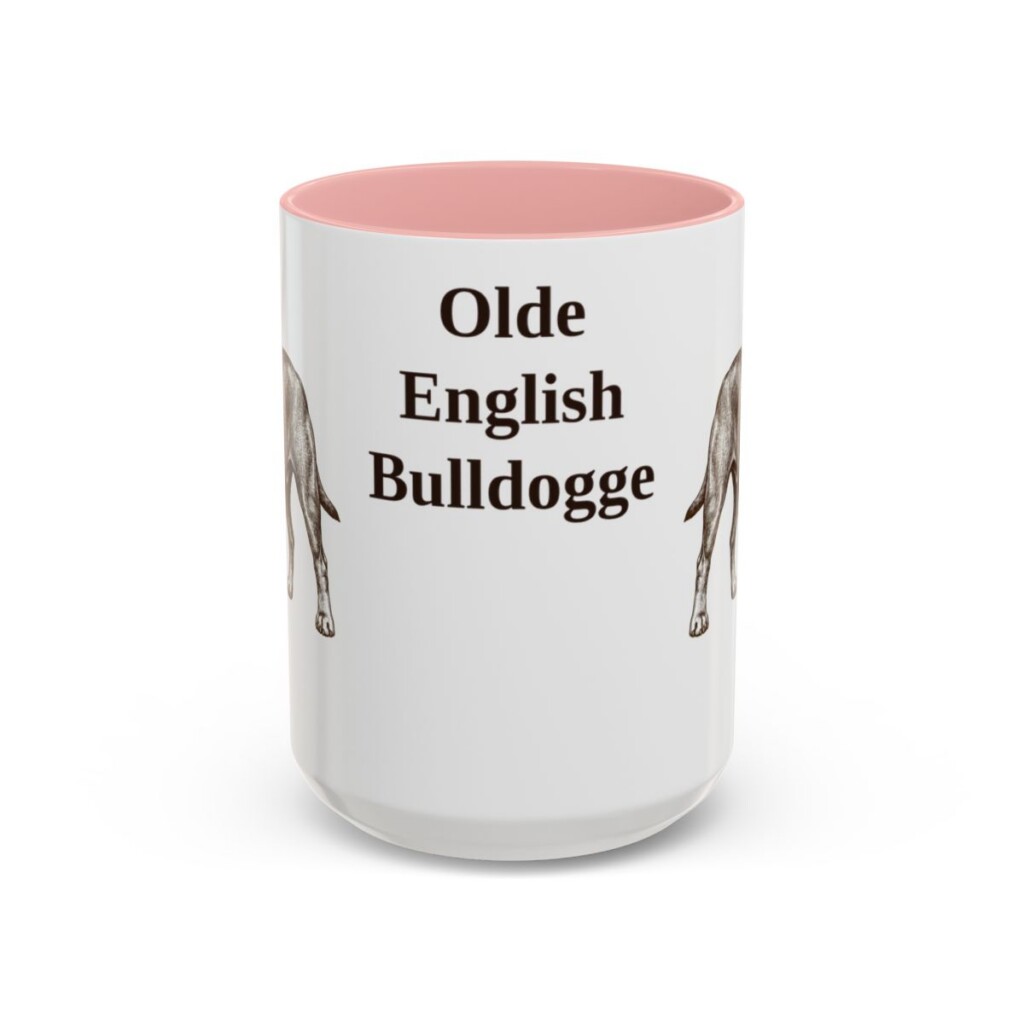 15oz Olde English Bulldogge Mug, Pink, front view