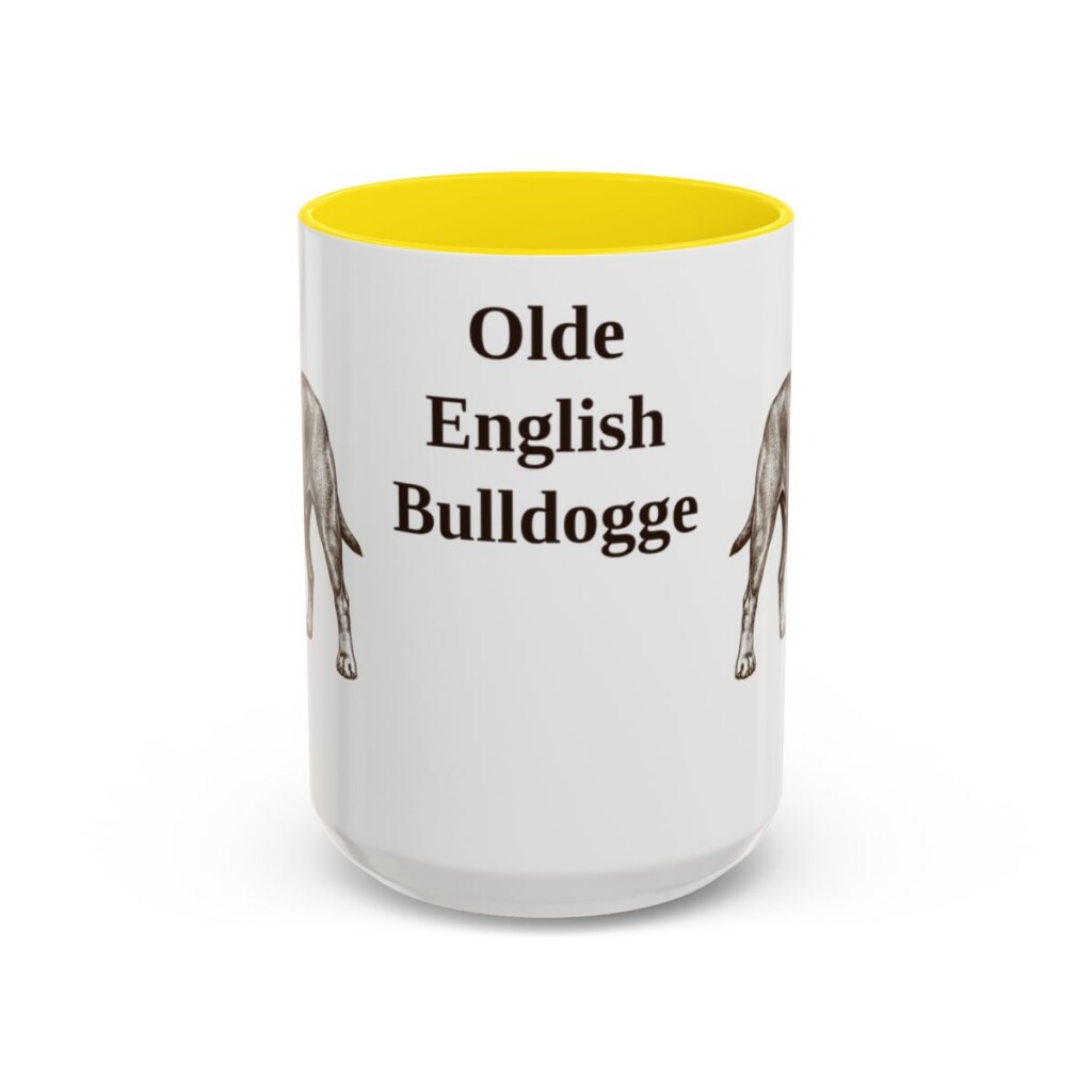 15oz Olde English Bulldogge Mug, Yellow, front view