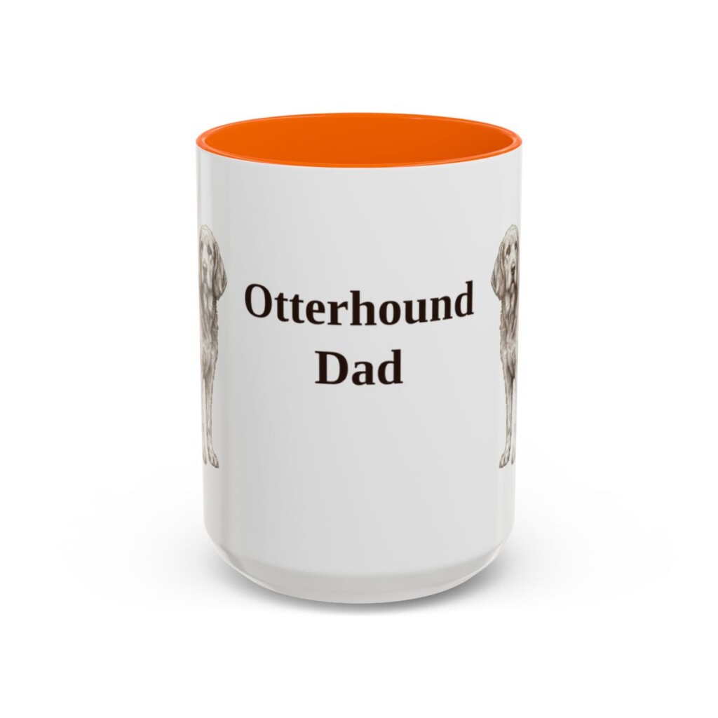 15oz Otterhound Dog Dad Mug, Orange, front view
