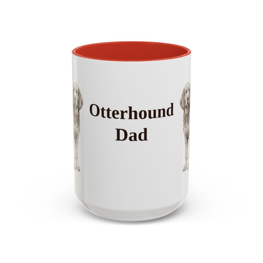 15oz Otterhound Dog Dad Mug, Red, front view
