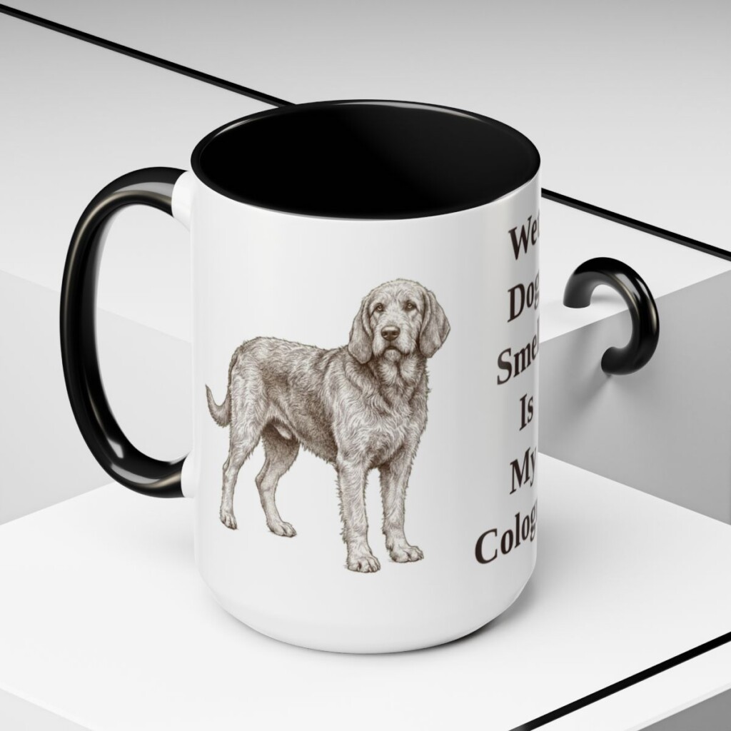15oz Funny Otterhound Mug, Black, lifestyle photo