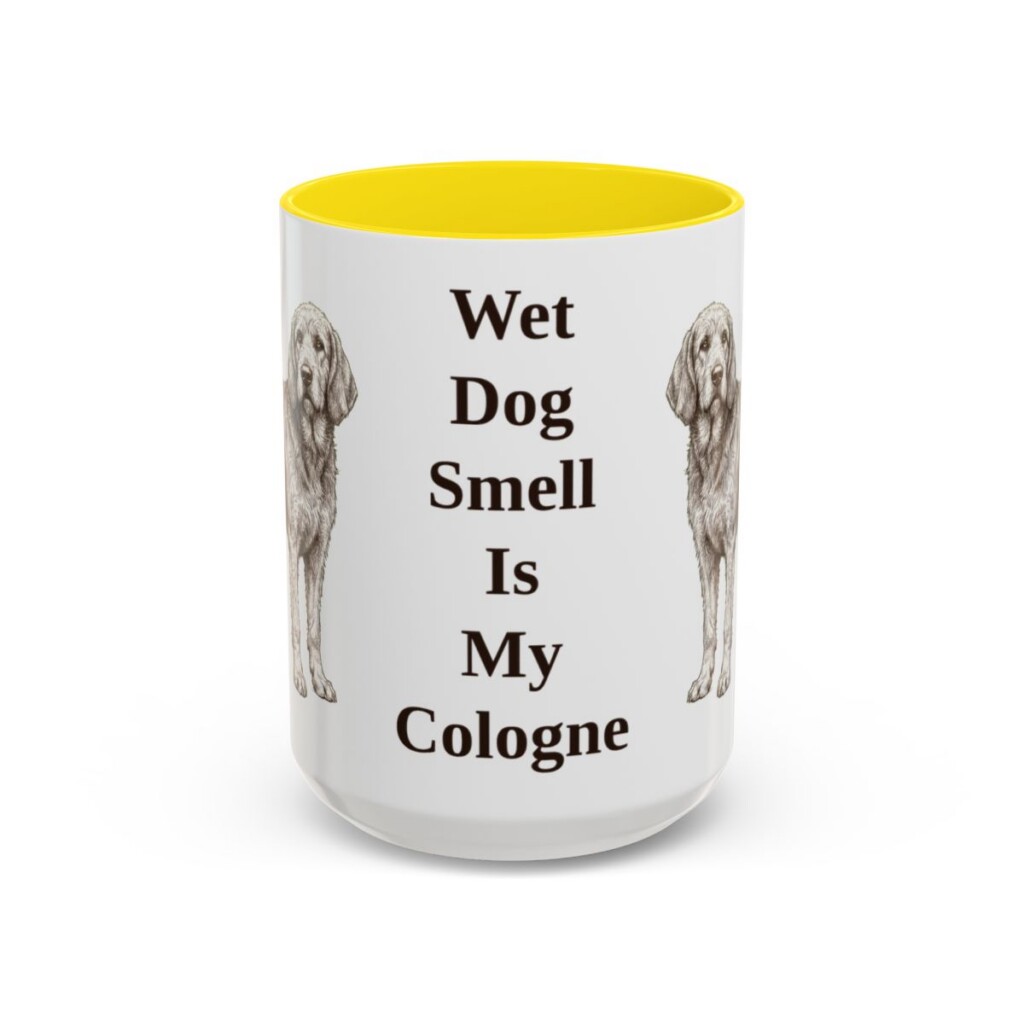 15oz Funny Otterhound Mug, Yellow, front view
