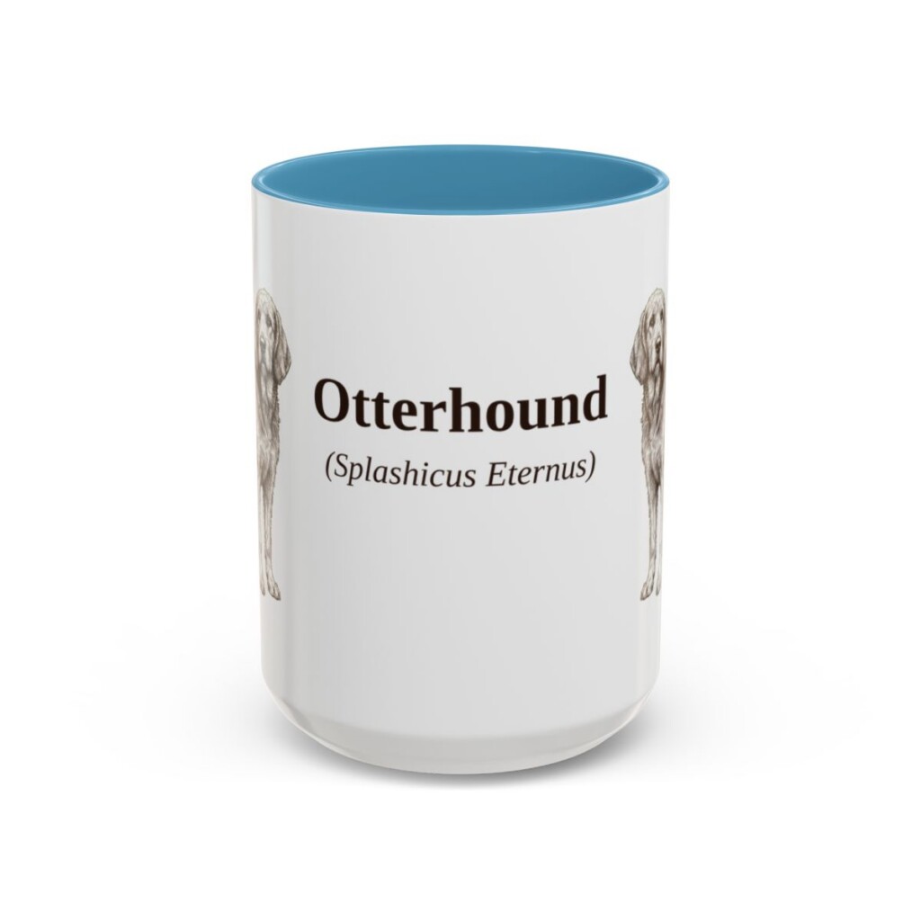 15oz-otterhound-mug-latin-light-blue 15oz Otterhound Latin Mug, Light Blue, front view