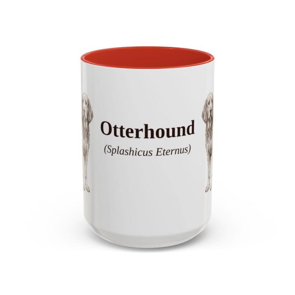 15oz-otterhound-mug-latin-red 15oz Otterhound Latin Mug, Red, front view