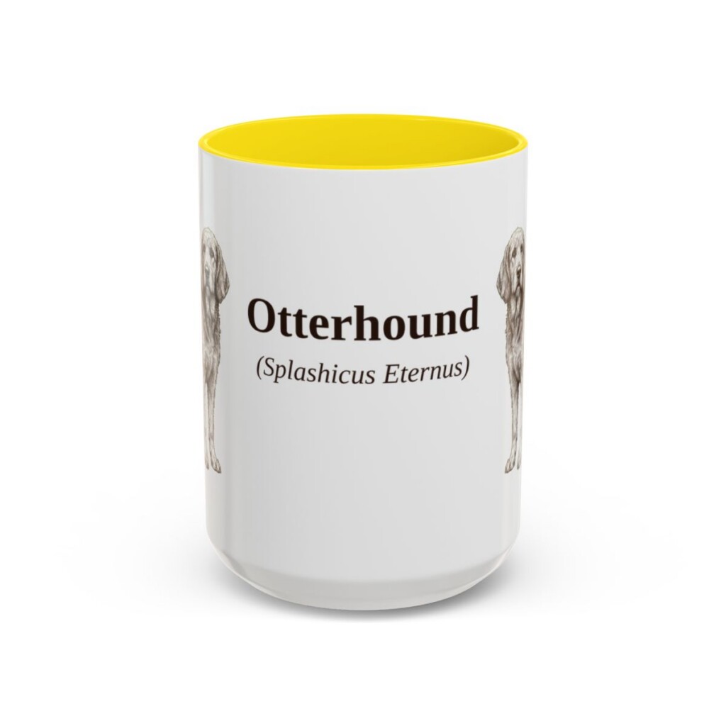 15oz-otterhound-mug-latin-yellow 15oz Otterhound Latin Mug, Yellow, front view
