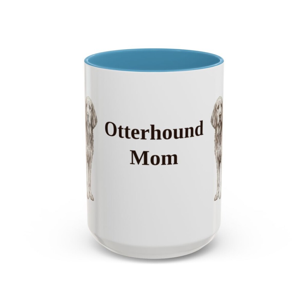 15oz Otterhound Dog Mom Mug, Light Blue, front view