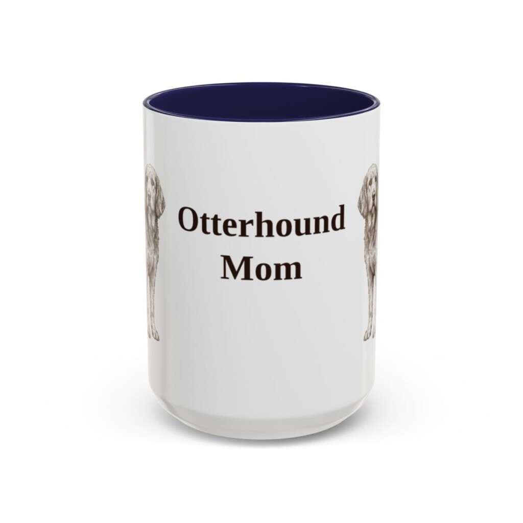 15oz Otterhound Dog Mom Mug, Navy, front view