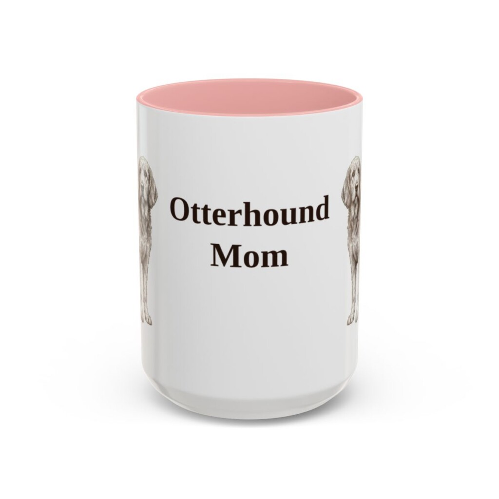 15oz Otterhound Dog Mom Mug, Pink, front view