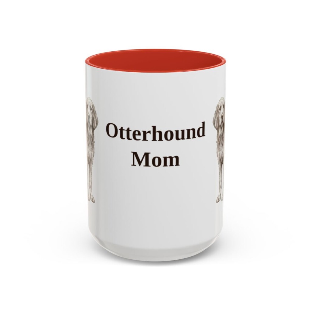 15oz Otterhound Dog Mom Mug, Red, front view