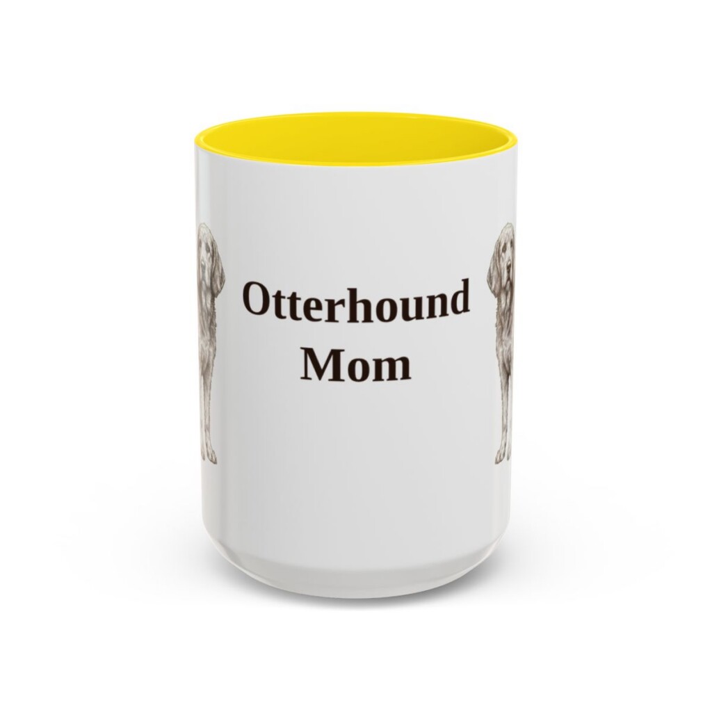 15oz Otterhound Dog Mom Mug, Yellow, front view