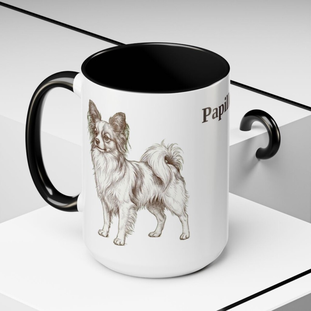 15oz Papillon Mug, Black, lifestyle photo