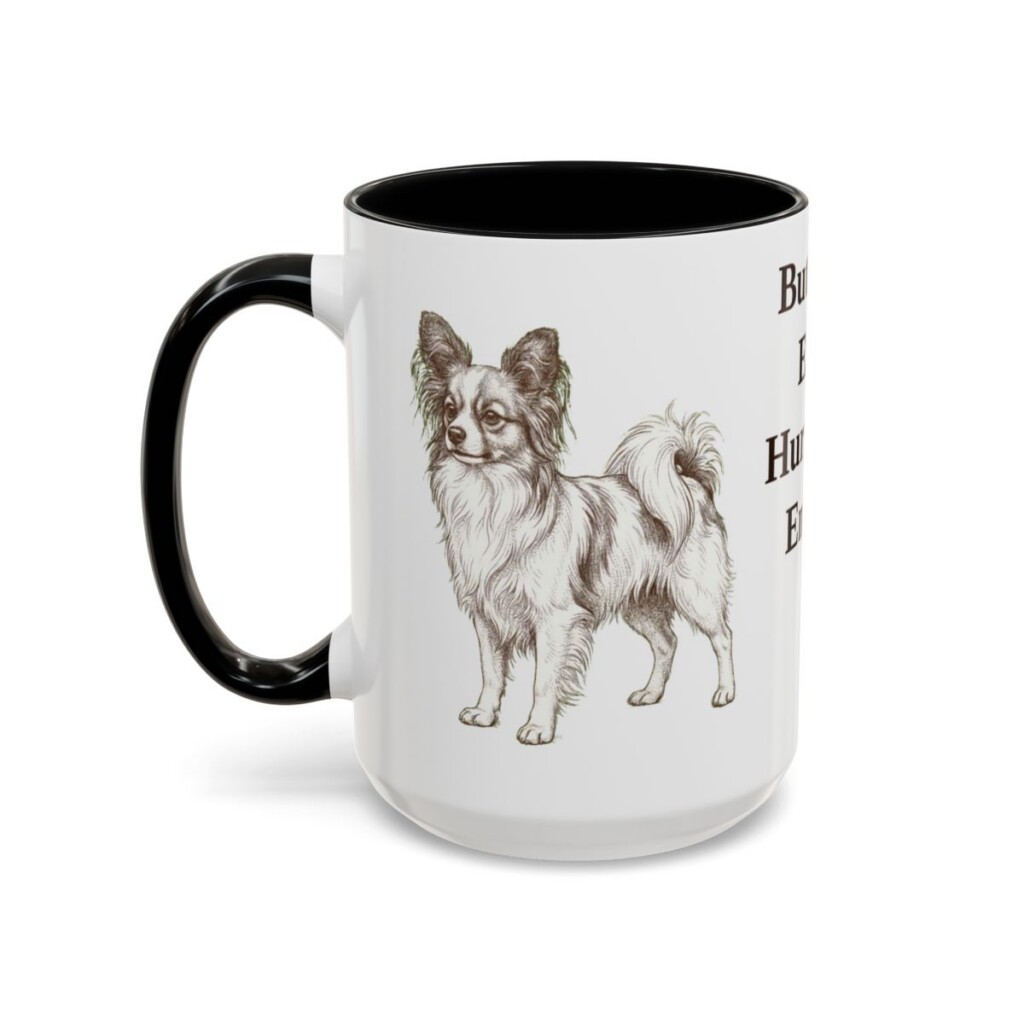 15oz Funny Papillon Mug, Black, left side view