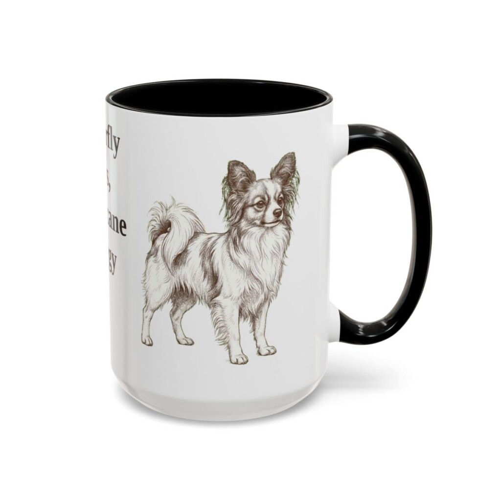15oz Funny Papillon Mug, Black, right side view