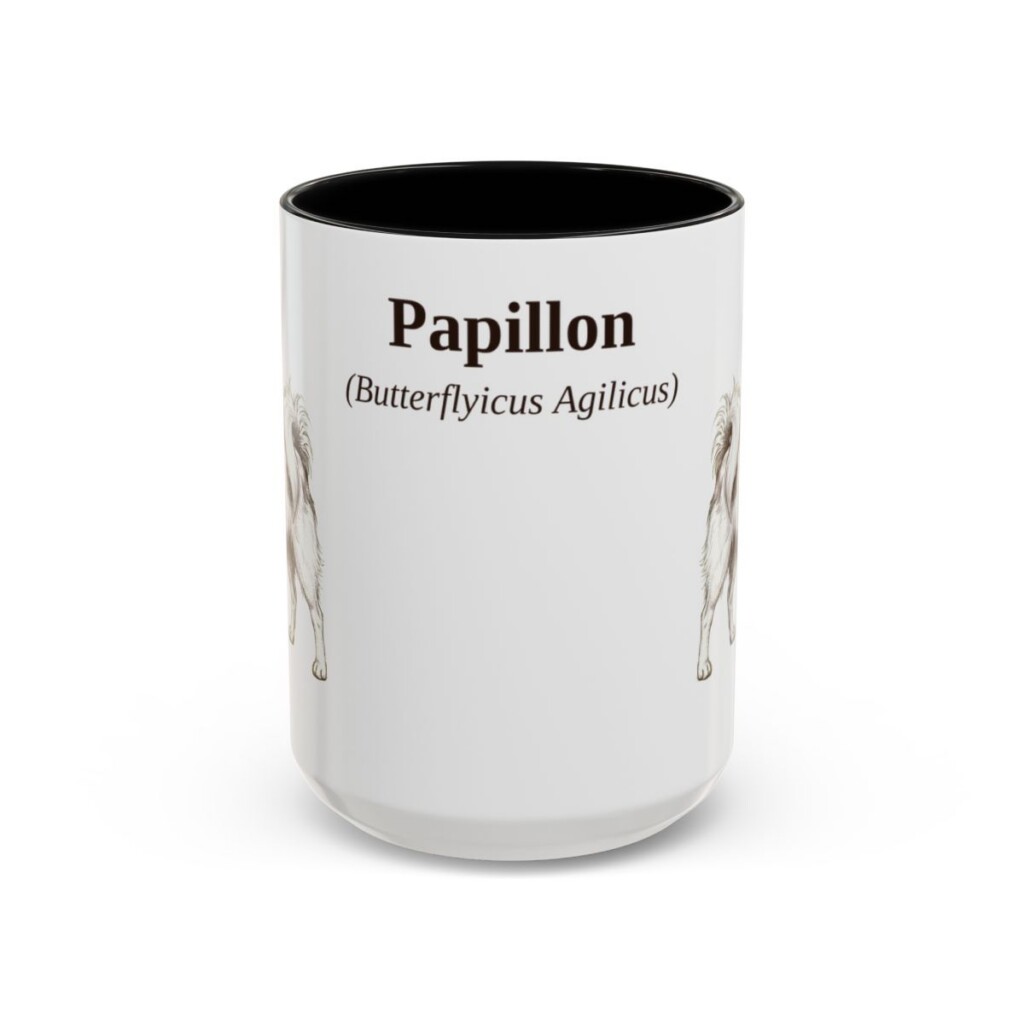 15oz Papillon Latin Mug, Black, front view