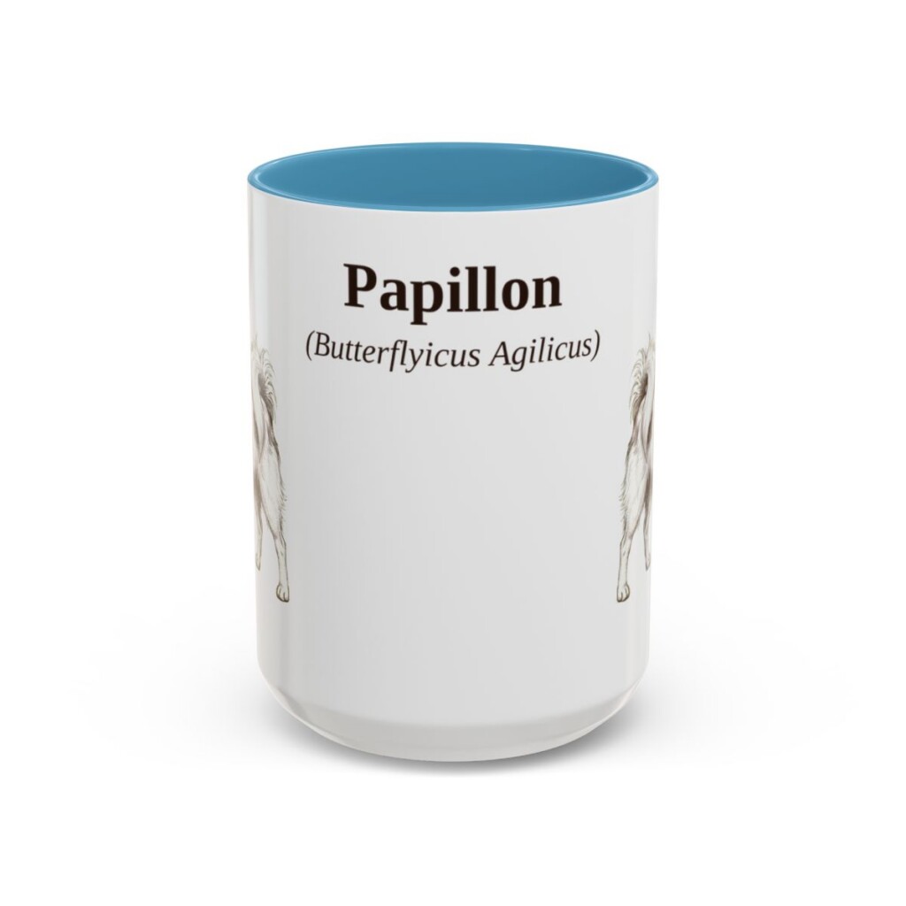 15oz Papillon Latin Mug, Light Blue, front view