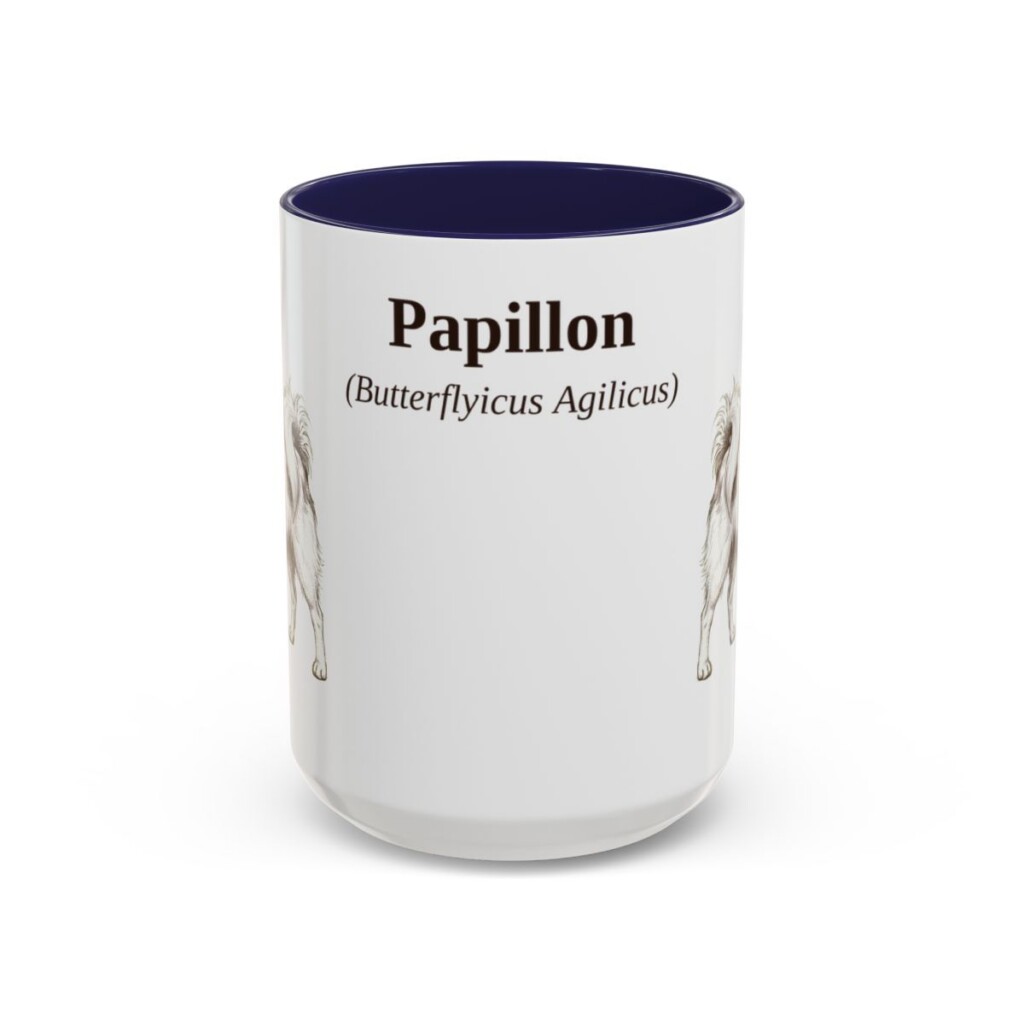 15oz Papillon Latin Mug, Navy, front view