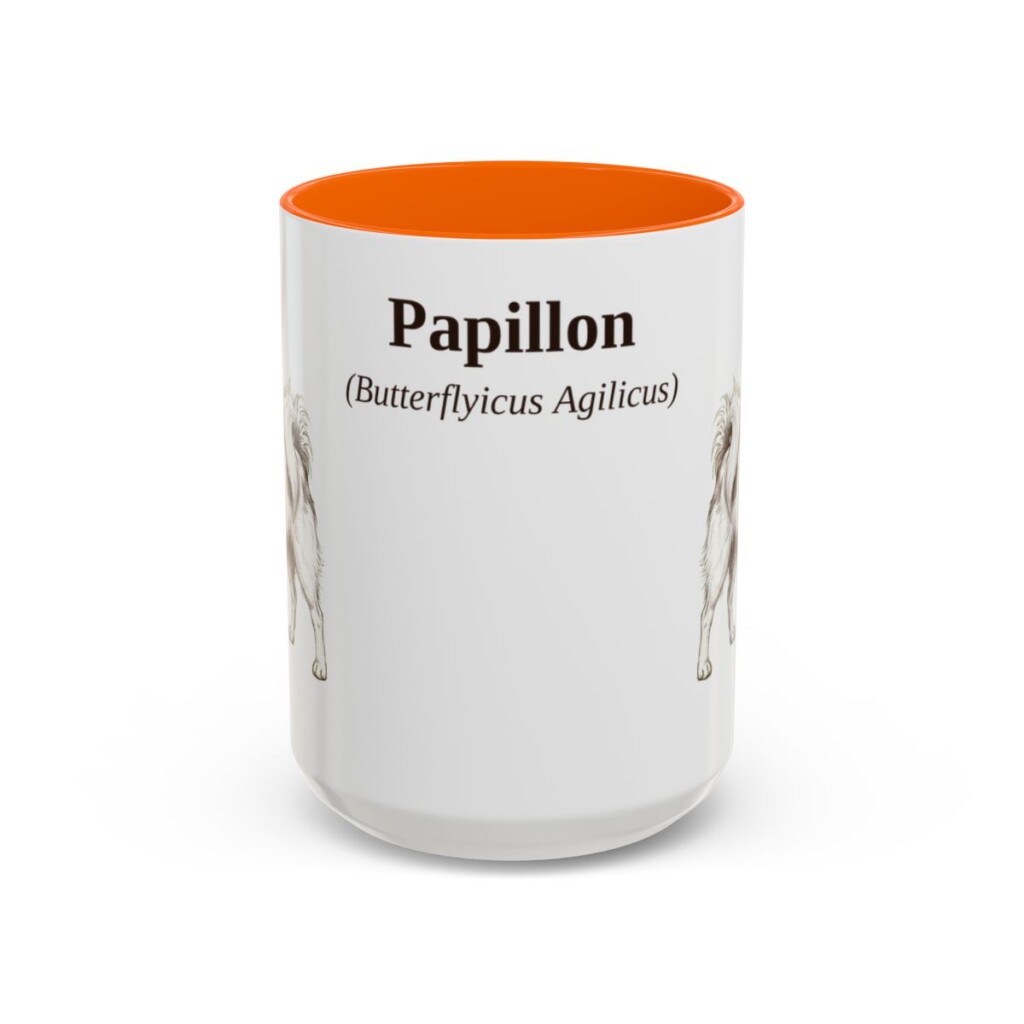 15oz Papillon Latin Mug, Orange, front view