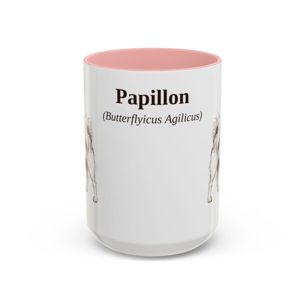 15oz Papillon Latin Mug, Pink, front view