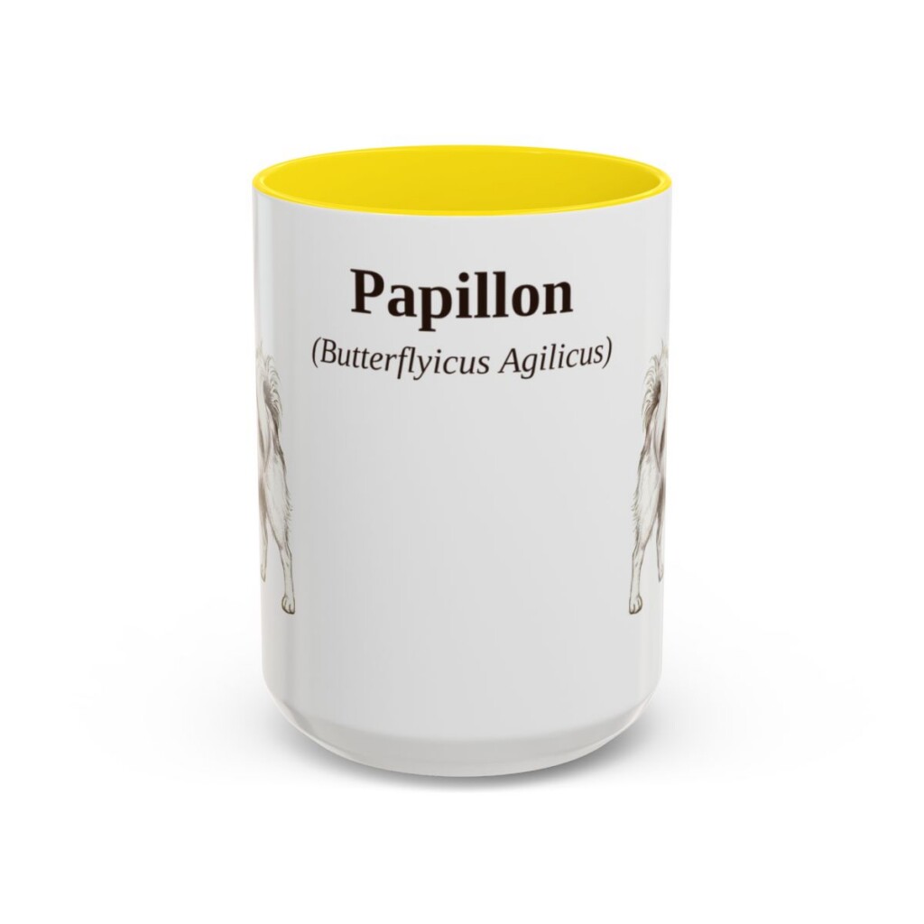 15oz Papillon Latin Mug, Yellow, front view