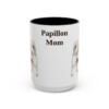 15oz Papillon Dog Mom Mug, Black, front view