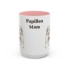 15oz Papillon Dog Mom Mug, Pink, front view