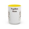 15oz Papillon Dog Mom Mug, Yellow, front view