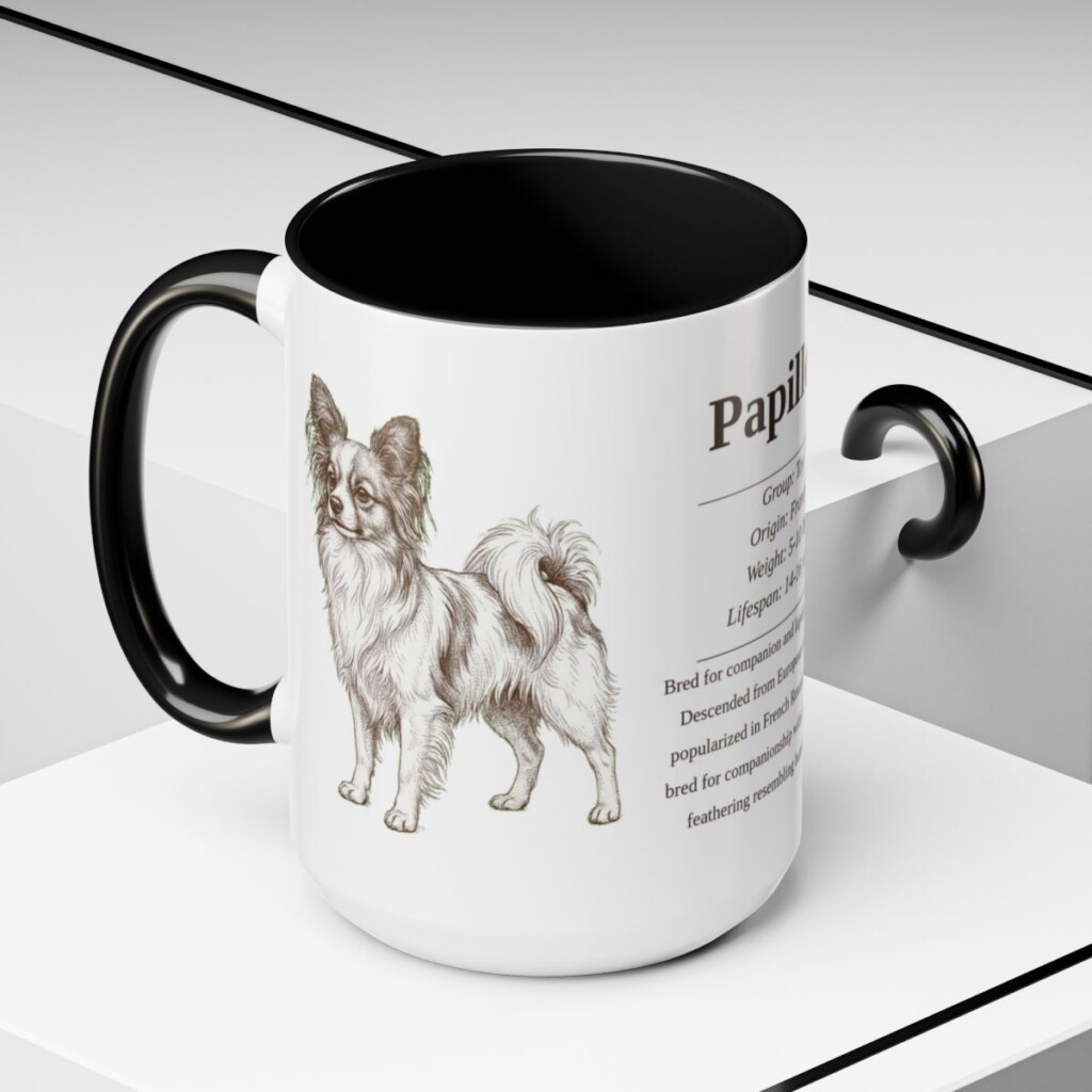 15oz Papillon Mug, Black, lifestyle photo