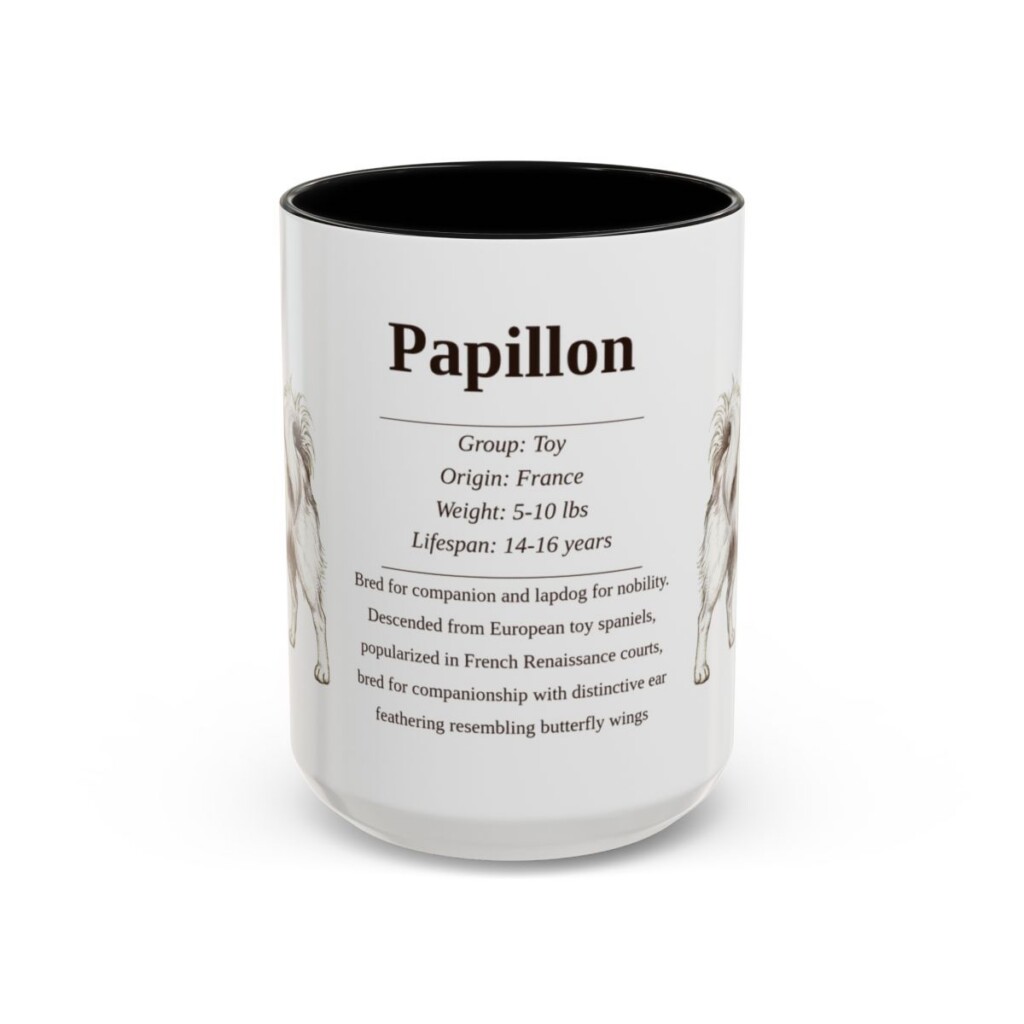 15oz Papillon Mug, Black, front view