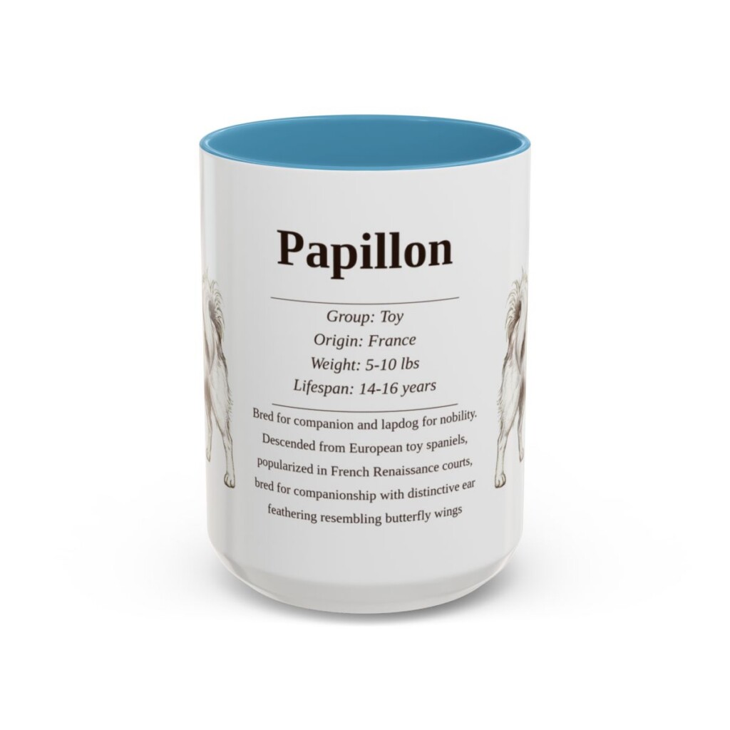 15oz Papillon Mug, Light Blue, front view