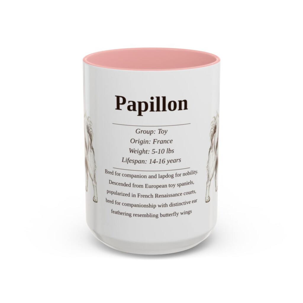15oz Papillon Mug, Pink, front view