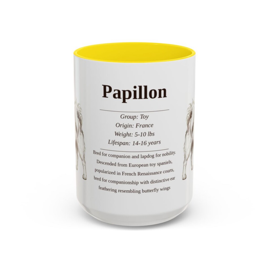 15oz Papillon Mug, Yellow, front view