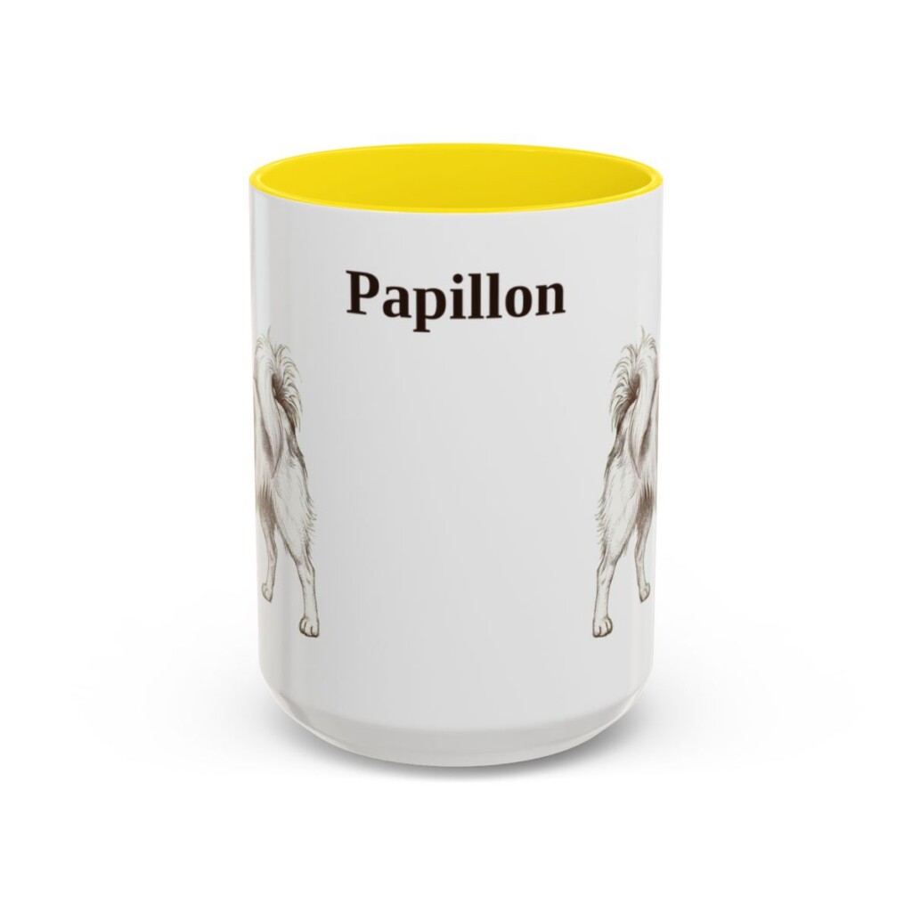 15oz Papillon Mug, Yellow, front view