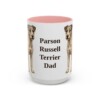 15oz Parson Russell Terrier Dog Dad Mug, Pink, front view