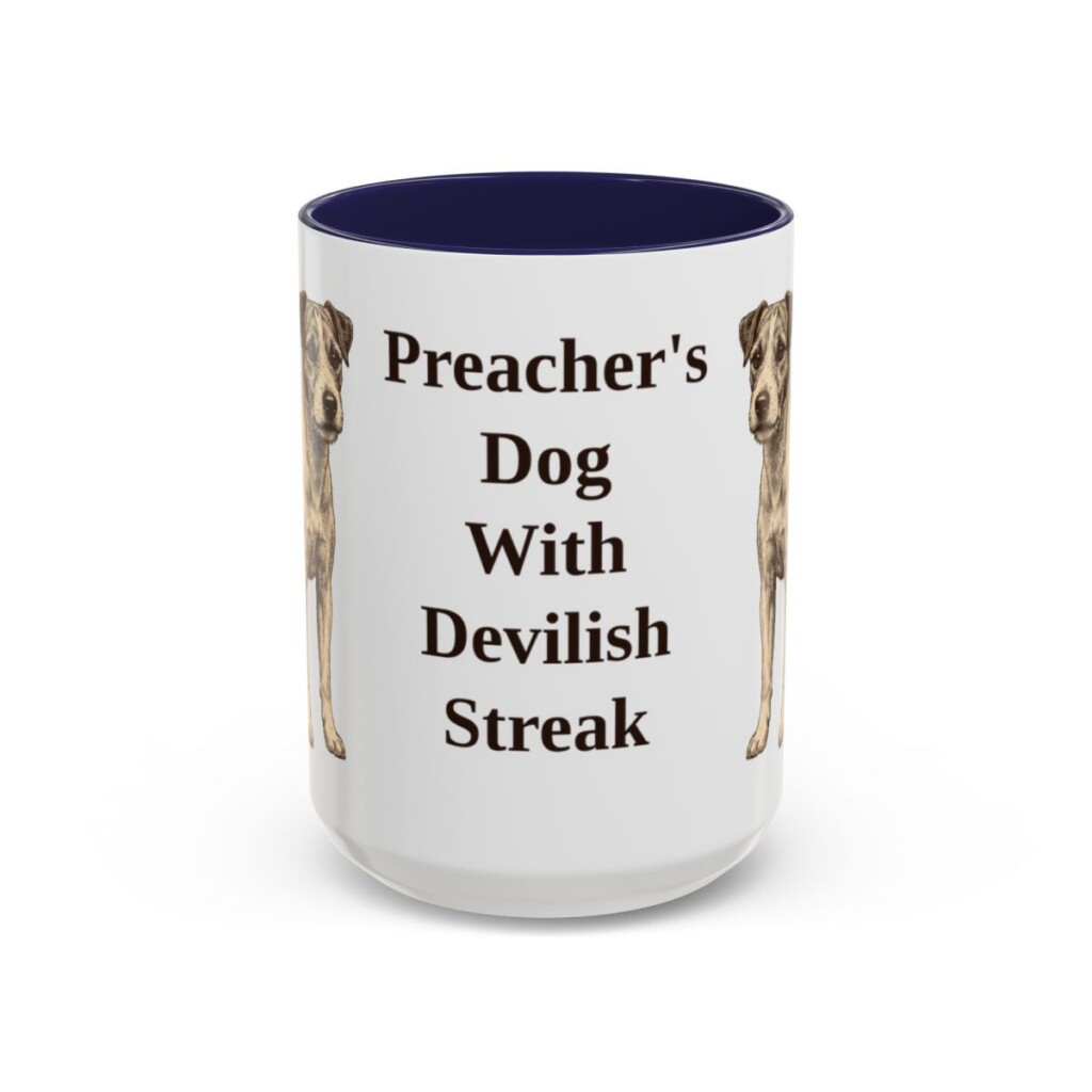 15oz Funny Parson Russell Terrier Mug, Navy, front view