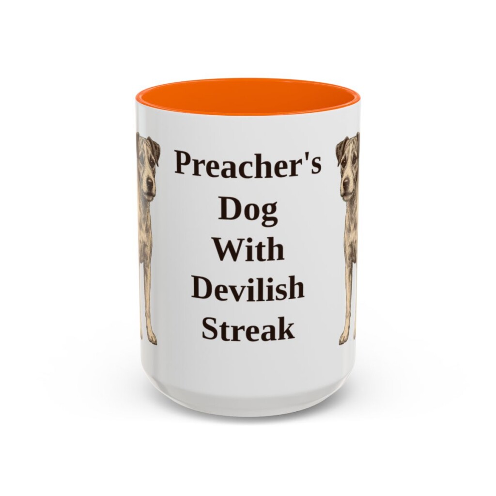 15oz Funny Parson Russell Terrier Mug, Orange, front view