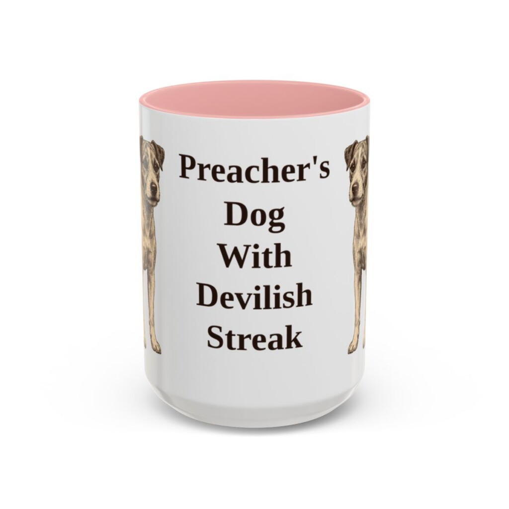 15oz Funny Parson Russell Terrier Mug, Pink, front view