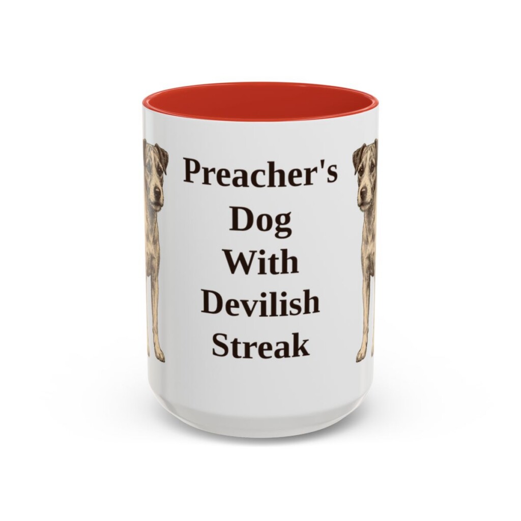 15oz Funny Parson Russell Terrier Mug, Red, front view