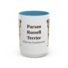 15oz Parson Russell Terrier Latin Mug, Light Blue, front view